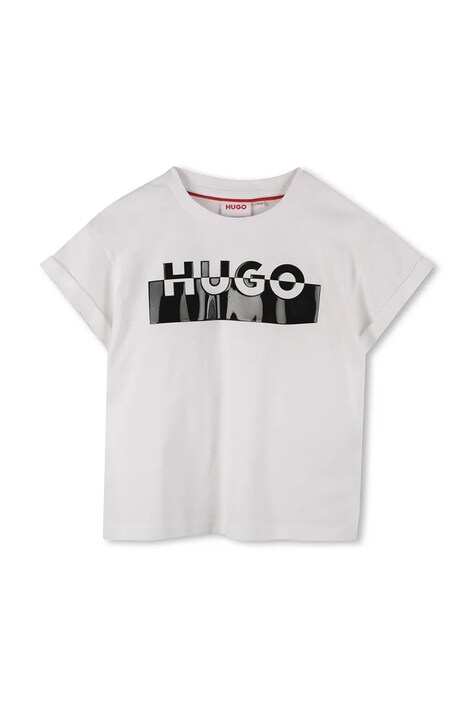 HUGO t-shirt bawełniany dziecięcy kolor biały G00568