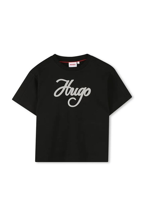 HUGO t-shirt bawełniany dziecięcy kolor czarny G00571