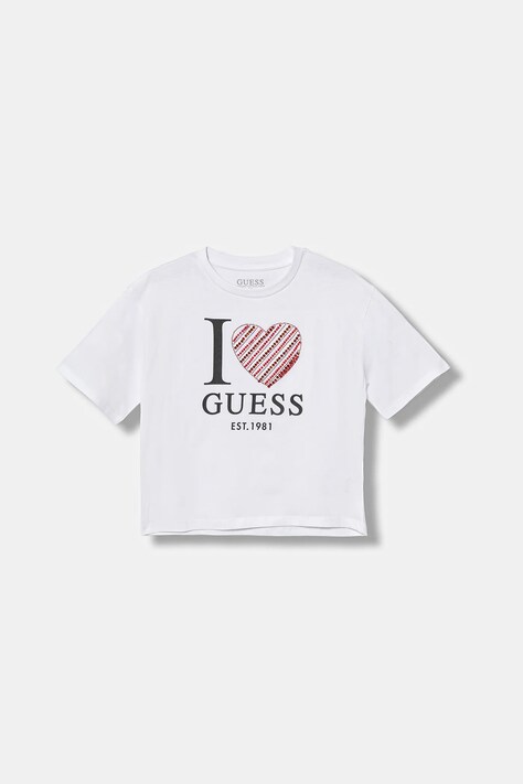 Guess t-shirt bawełniany dziecięcy kolor biały J5BI07 I3Z14