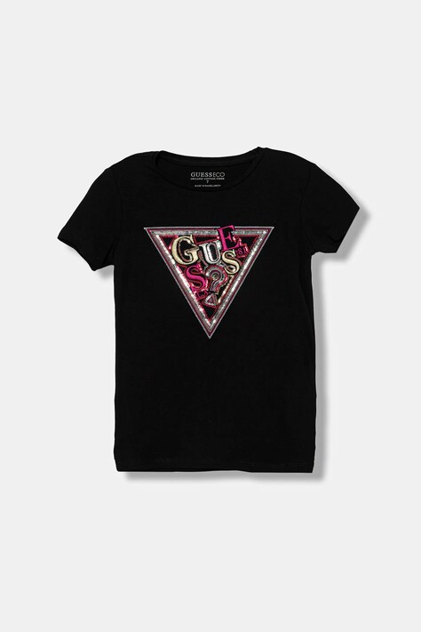 Παιδικό μπλουζάκι Guess χρώμα: μαύρο, J5BI12 J1314