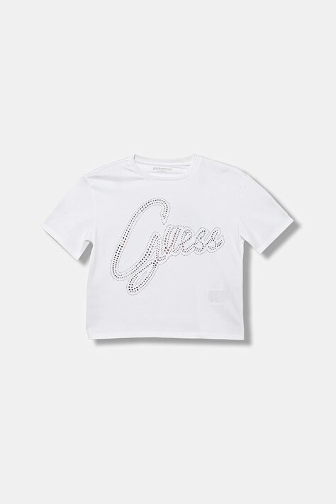Παιδικό βαμβακερό μπλουζάκι Guess χρώμα: άσπρο, J5BI24 KCNQ4