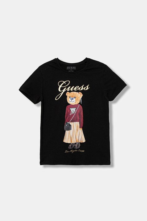 Guess t-shirt bawełniany dziecięcy kolor czarny J5BI39 J1314