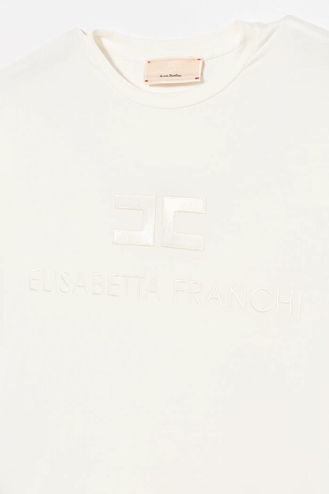 Elisabetta Franchi t-shirt dziecięcy kolor biały EFTS250.0.JE006