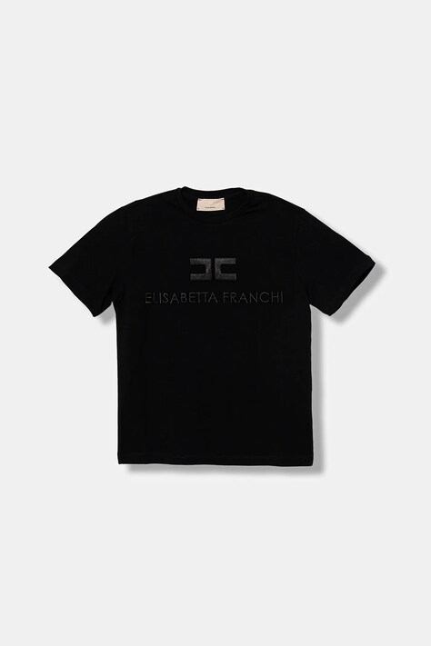 Παιδικό μπλουζάκι Elisabetta Franchi χρώμα: μαύρο, EFTS250.0.JE006