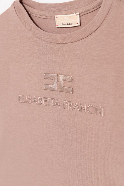 Elisabetta Franchi t-shirt dziecięcy kolor różowy EGTS098.0.JE006