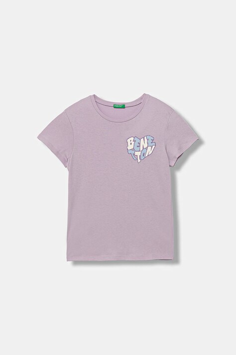 United Colors of Benetton tricou de bumbac pentru copii culoarea violet, 3I1XC10Q1