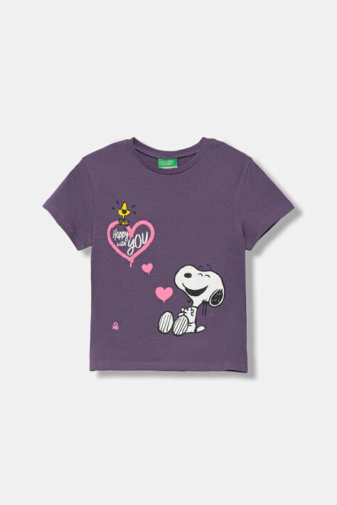 United Colors of Benetton t-shirt bawełniany dziecięcy kolor fioletowy 3X1SG10JV