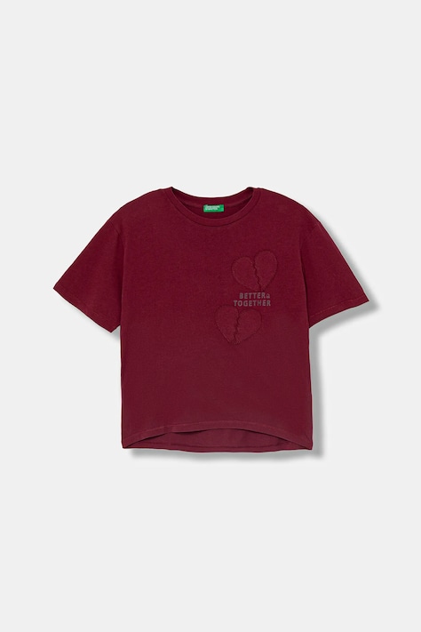 Dětské bavlněné tričko United Colors of Benetton vínová barva, 3I1XC10QD