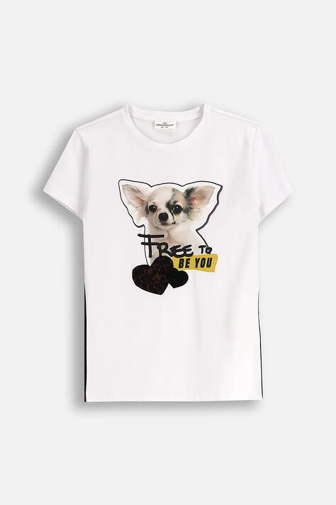Coccodrillo t-shirt bawełniany dziecięcy kolor biały CRAFT PUNK GIRL JUNIOR