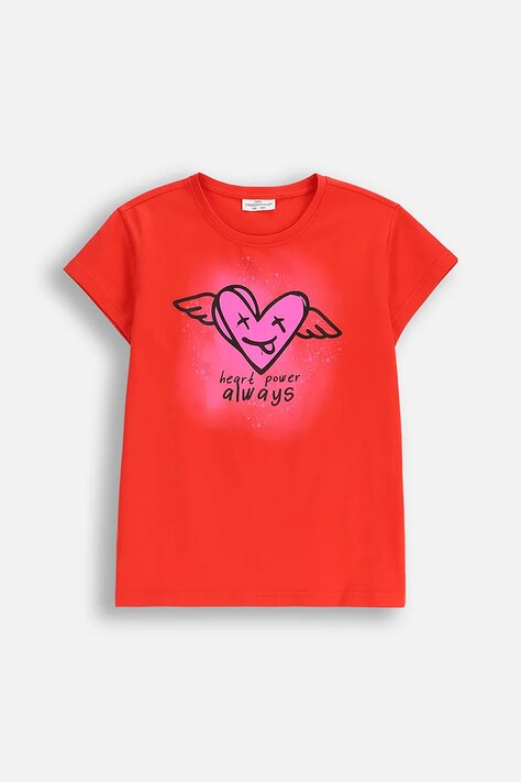 Coccodrillo t-shirt dziecięcy kolor czerwony EVERYDAY GIRL A