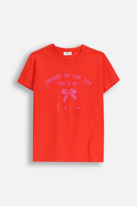 Coccodrillo t-shirt dziecięcy kolor czerwony EVERYDAY GIRL A