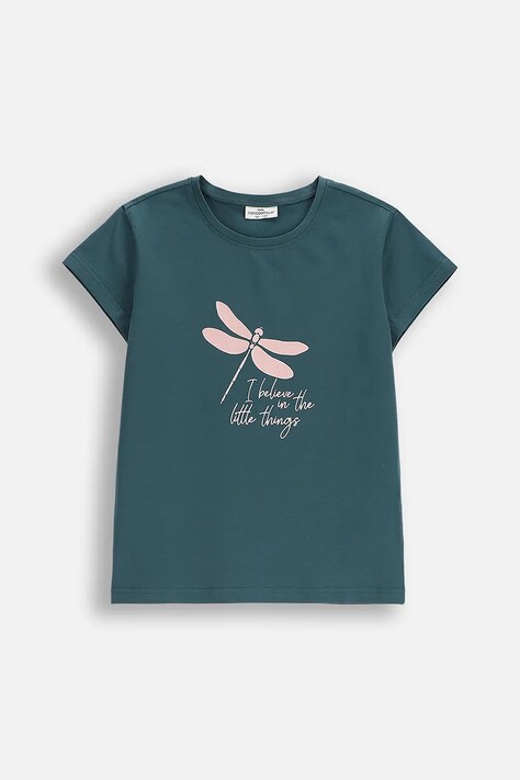 Coccodrillo t-shirt dziecięcy kolor zielony EVERYDAY GIRL A