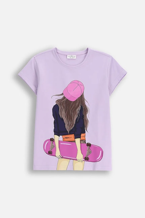 Dětské tričko Coccodrillo fialová barva, EVERYDAY GIRL A