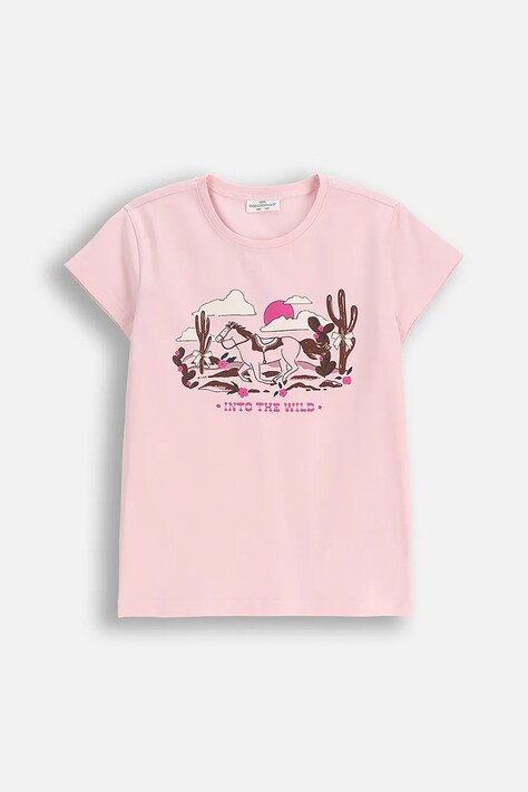Coccodrillo t-shirt dziecięcy kolor różowy EVERYDAY GIRL A
