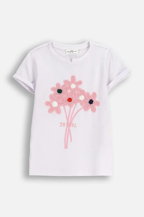 Coccodrillo t-shirt bawełniany dziecięcy kolor biały FROSTING PUDDLE GIRL KIDS