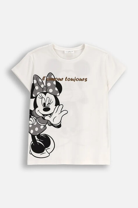 Παιδικό βαμβακερό μπλουζάκι Coccodrillo χρώμα: μπεζ, LICENCE GIRL