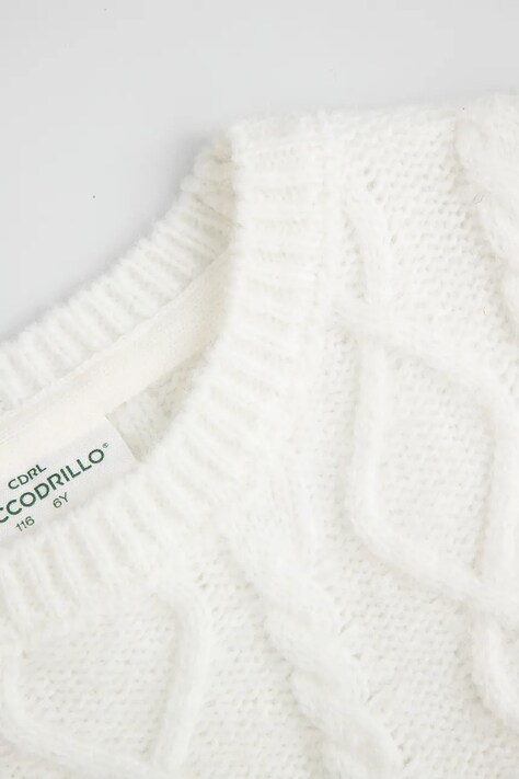 Otroški brezrokavnik iz volnene mešanice Coccodrillo bež barva, WINTER COSY GRIL KIDS