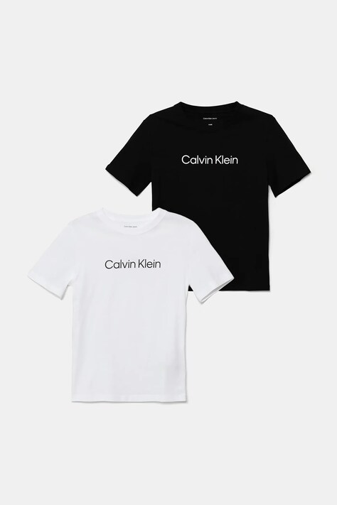 Calvin Klein Jeans tricou de bumbac pentru copii 2-pack culoarea negru, cu imprimeu, IU0IU00690