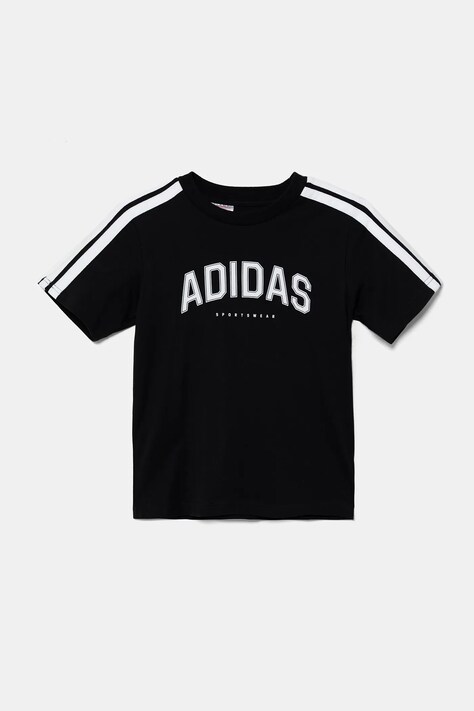 Detské bavlnené tričko adidas čierna farba, s potlačou, JL6139
