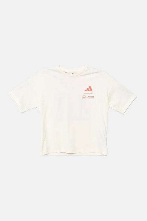 Dječja pamučna majica kratkih rukava adidas Performance MERCEDES boja: bež, s tiskom, JX6280
