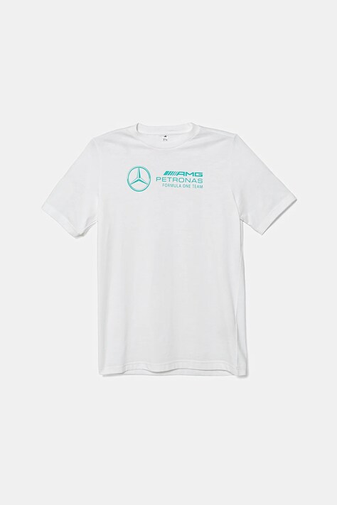 Детская хлопковая футболка adidas Performance MERCEDES цвет белый с принтом JZ0900