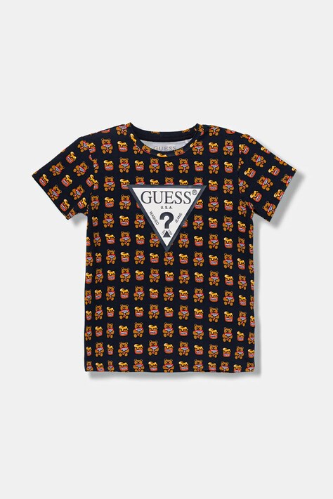 Guess t-shirt dziecięcy kolor czarny wzorzysty H1YT00 K6YW1