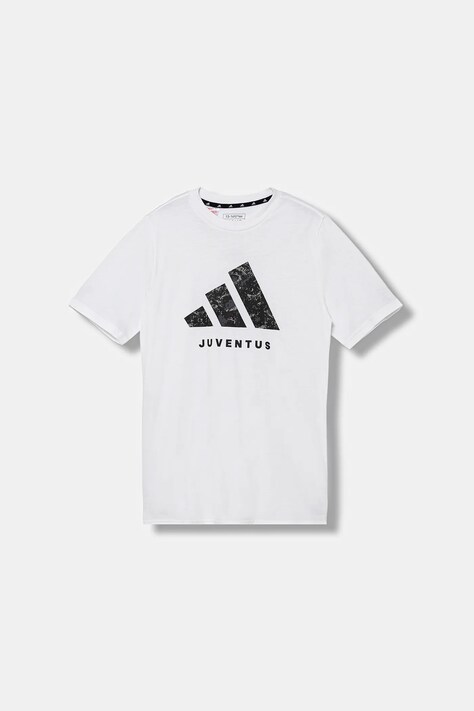 Otroška bombažna kratka majica adidas Performance JUVENTUS bela barva, IT3849