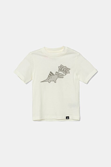 Dječja pamučna majica kratkih rukava adidas boja: bež, s tiskom, JV5074