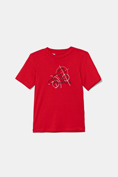 Dětské bavlněné tričko adidas červená barva, s potiskem, JV5103