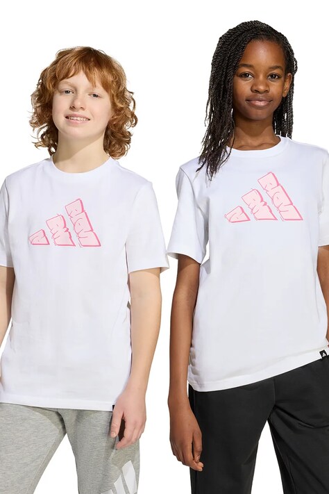 adidas t-shirt in cotone per bambini colore bianco JV5105