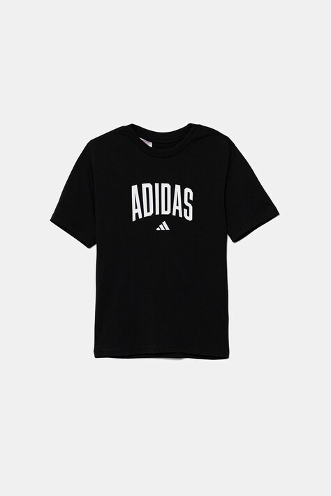 Παιδικό βαμβακερό μπλουζάκι adidas χρώμα: μαύρο, JV5192
