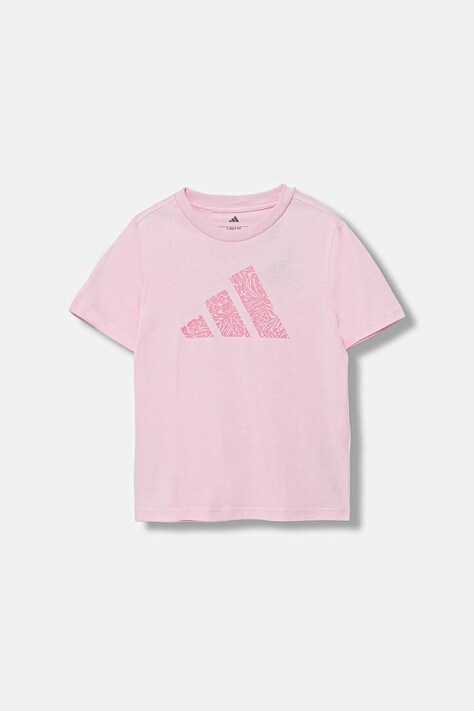 Детская хлопковая футболка adidas цвет розовый с принтом JV5205