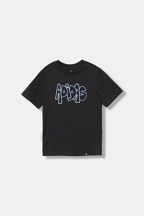 Хлопковая футболка adidas цвет чёрный с принтом JV5246