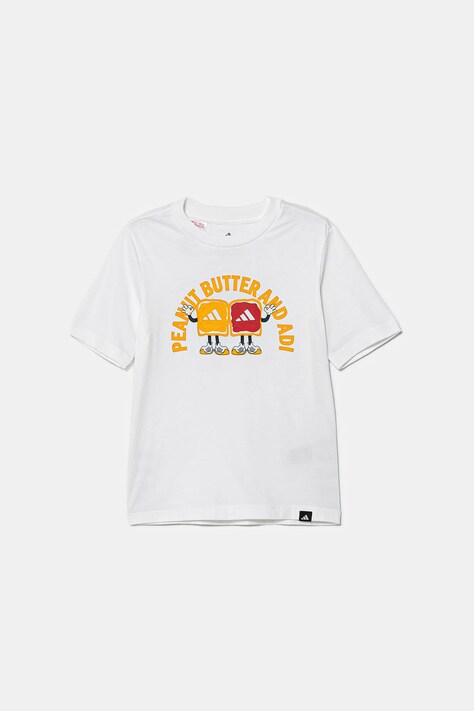 Dječja pamučna majica kratkih rukava adidas boja: bijela, s tiskom, JV5248