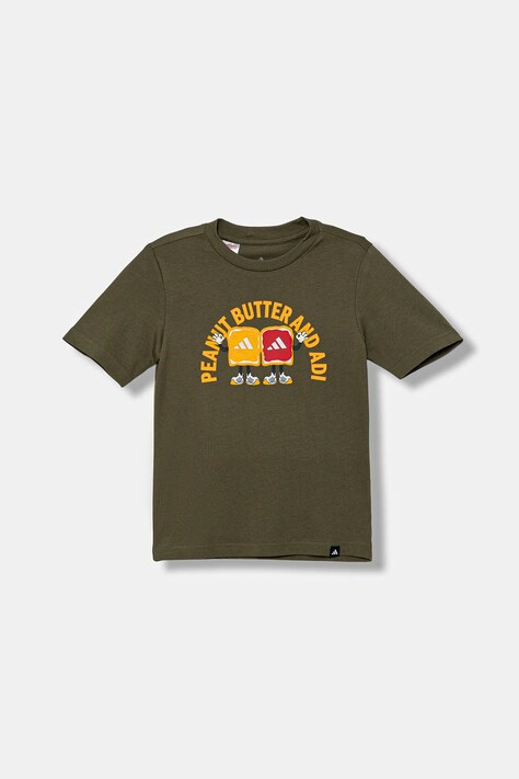 Dječja pamučna majica kratkih rukava adidas boja: zelena, s tiskom, JV5250