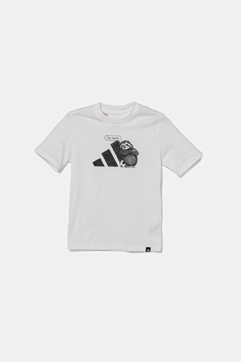 adidas t-shirt bawełniany dziecięcy kolor biały z nadrukiem JV5251