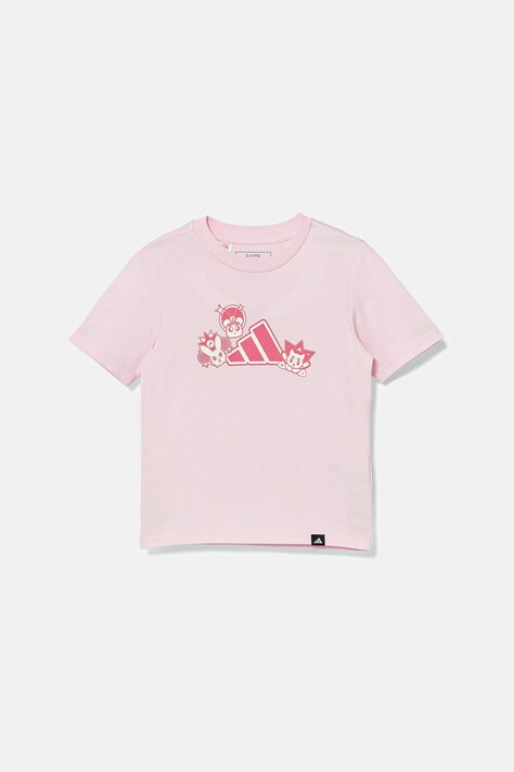 Dječja pamučna majica kratkih rukava adidas boja: ružičasta, s tiskom, JV5258