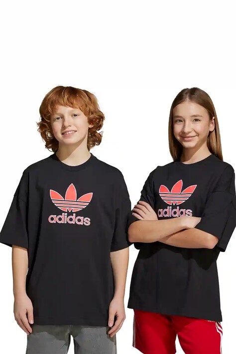 adidas Originals tricou de bumbac pentru copii culoarea negru, cu imprimeu, JV7777