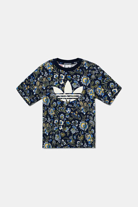 Otroška bombažna kratka majica adidas Originals mornarsko modra barva, JV7818