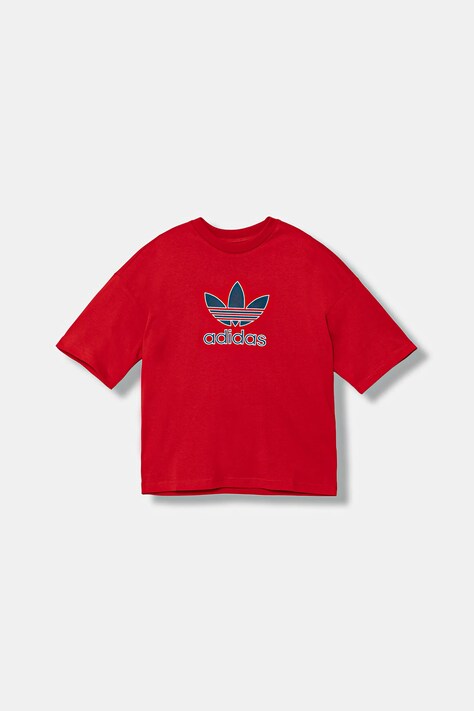 Детская хлопковая футболка adidas Originals цвет красный с принтом JV8556