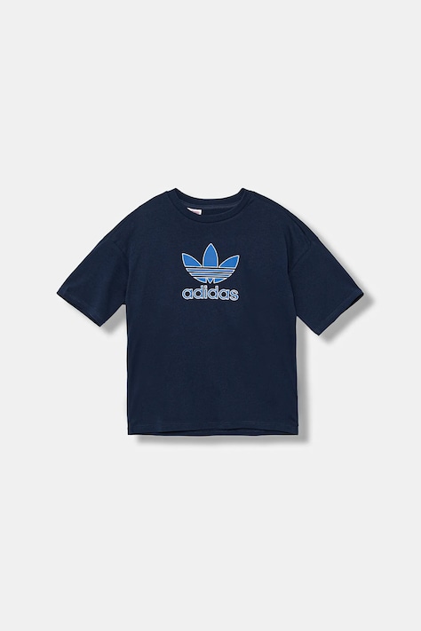 Дитяча бавовняна футболка adidas Originals колір синій з аплікацією JV8558