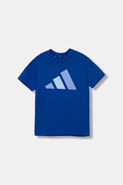 adidas t-shirt bawełniany dziecięcy kolor niebieski z nadrukiem JV9866