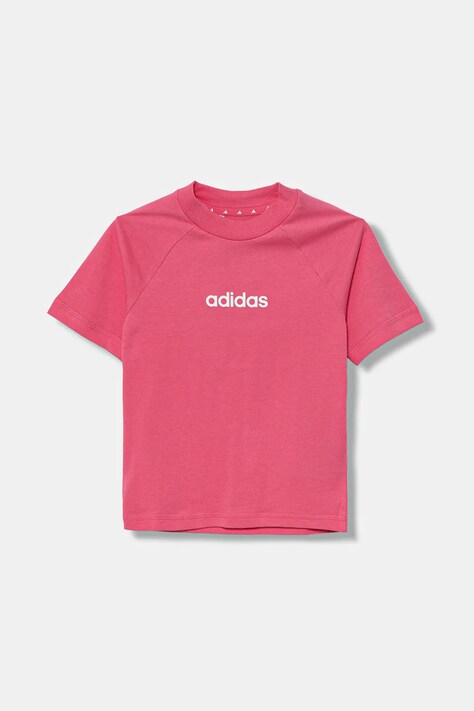 Дитяча бавовняна футболка adidas колір рожевий з принтом JV9969