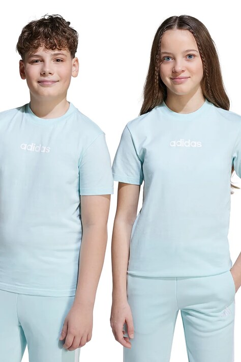 Παιδικό βαμβακερό μπλουζάκι adidas χρώμα: τιρκουάζ, JW3466
