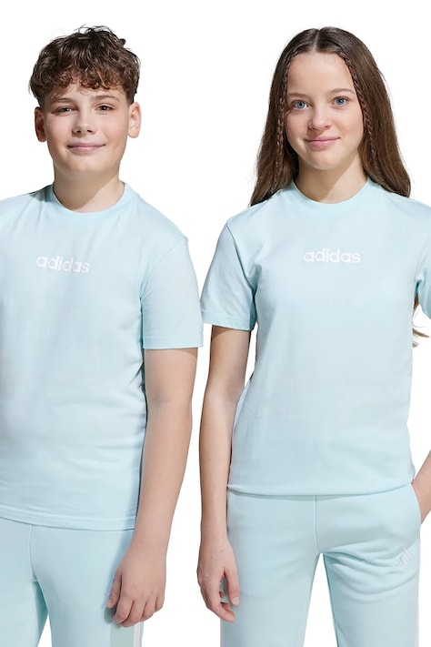Dječja pamučna majica kratkih rukava adidas boja: tirkizna, s tiskom, JW3466