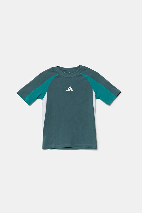 Dětské bavlněné tričko adidas zelená barva, JW4966