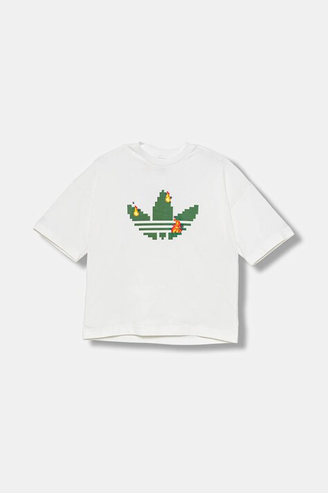 adidas Originals tricou de bumbac pentru copii culoarea bej, cu imprimeu, JW5326