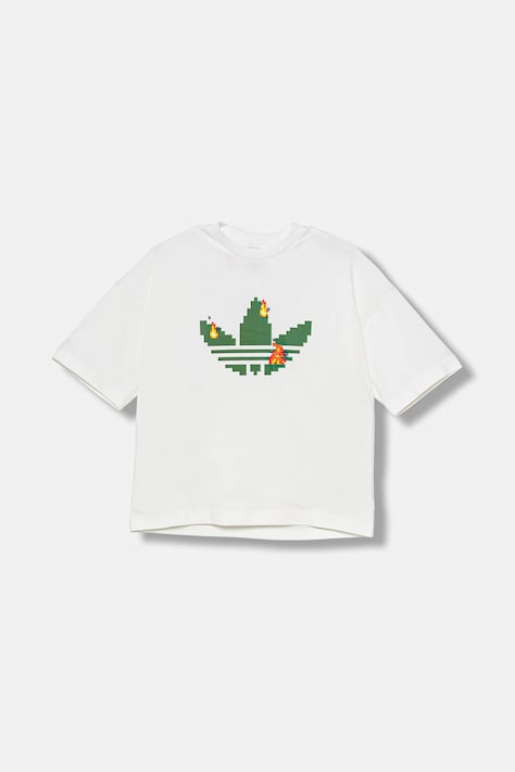 adidas Originals tricou de bumbac pentru copii culoarea bej, cu imprimeu, JW5326