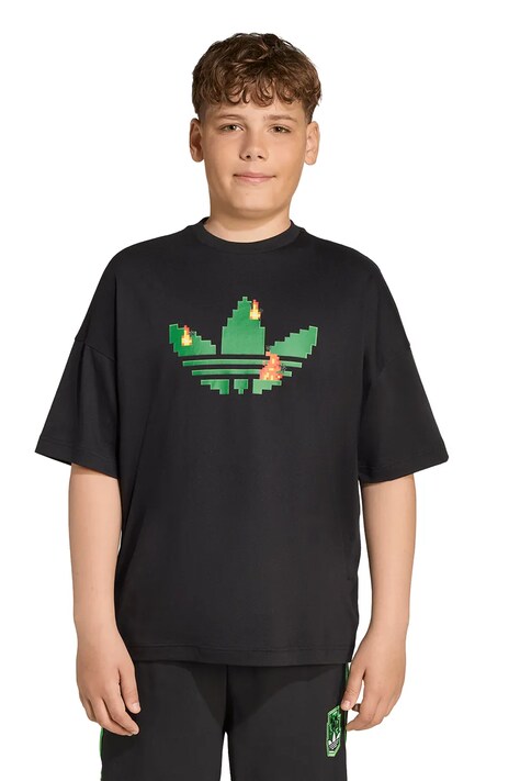 Παιδικό βαμβακερό μπλουζάκι adidas Originals χρώμα: μαύρο, JW5327