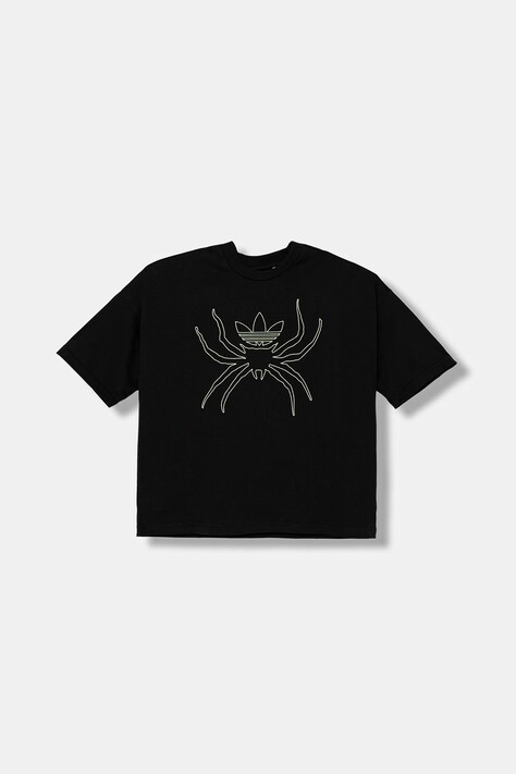 Otroška bombažna kratka majica adidas Originals črna barva, JW7845